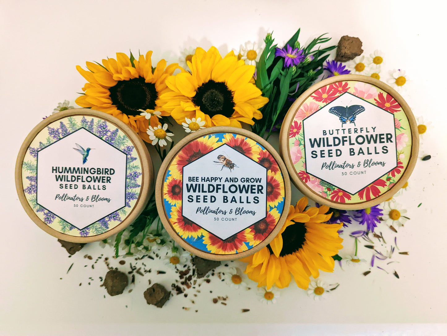 Pollinator Garden Gift Box - Bee - Butterfly and Hummingbird Seed Balls - Gardening Gift - Secret Santa - Garden gifts for mom
