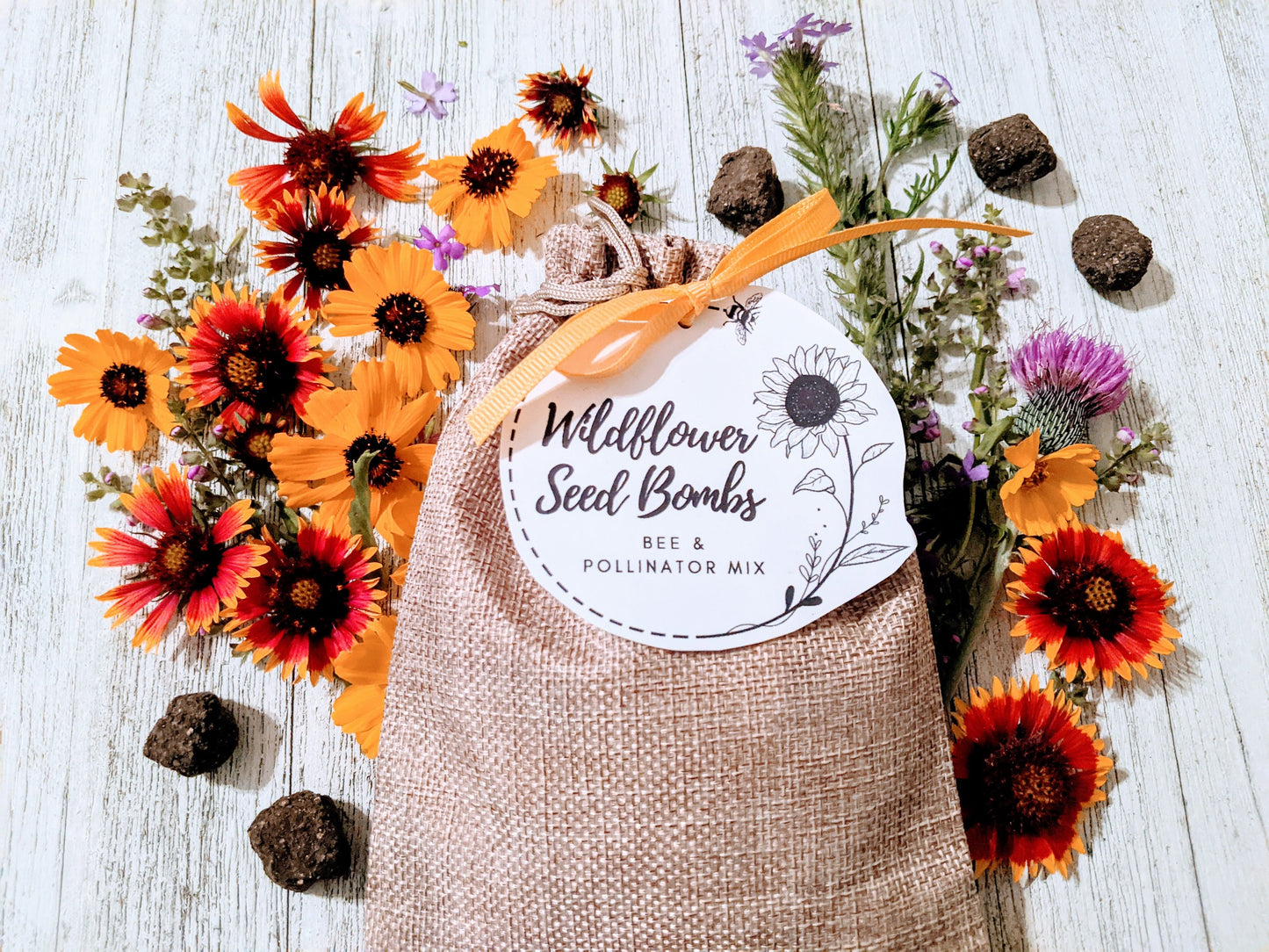 Wildflowers seed balls for Pollinators - 30 count in Gift Bag Active