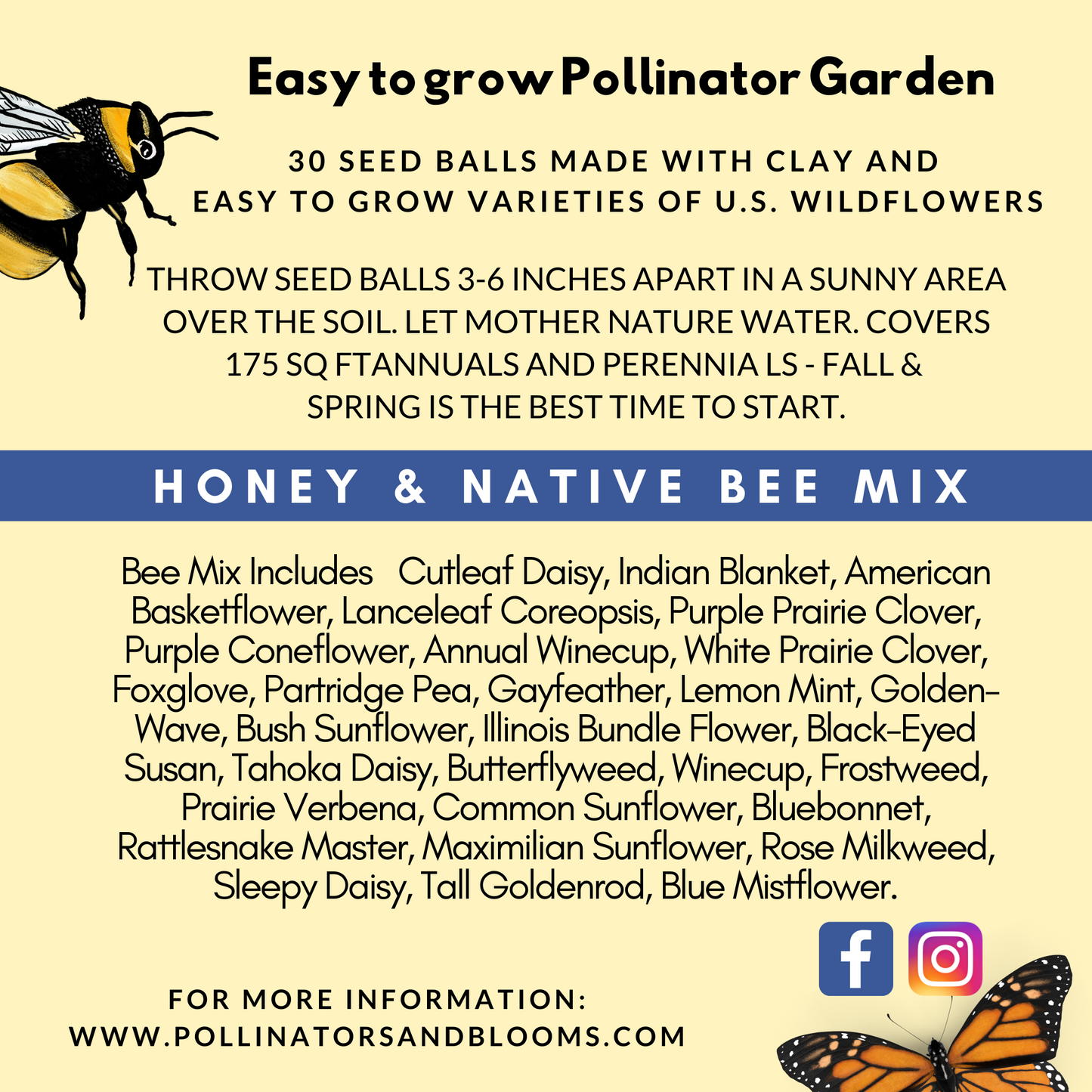 Pollinator Garden Gift Box - Bee - Butterfly and Hummingbird Seed Balls - Gardening Gift - Secret Santa - Garden gifts for mom